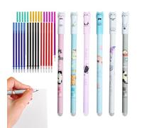 Erasable Pens 0.5mm - 6 Pcs Cute Cat Gel Pens, Roĺlerball Pen With 30 Assorted Refills | Kawaìi Cartoon Animal Writing Tools For Students Kids, Journaling, Back-to-School Office & Classroom Supplies