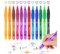 Erasable Pens Rub Out Pen - 12 Colors Heat Friction Erase Pen Set 0.5mm Erasable Gel Ink Pens Writing Retractable Pen with Rubber on the End for Kids Adults School Office Stationery Supplies