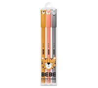 Erasable Rollerball Pen - Cute Animals Themes - with Rubber - Blue Ink - Tiger + Fox + Wolf - Set of 3