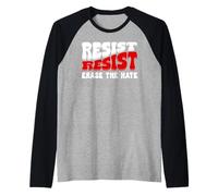 Erase Hate Resist Stop the Hate Protest Fight Racism Eracism Raglan Baseball Tee