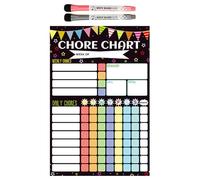 Erase Task Chart - 7.87 Inch Task List With Clear Sections | Magnetic Chart Set With 2 Markers | Family Organizer | Behavior Tracker