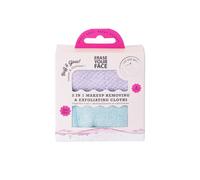 Erase Your Face 2 In 1 Make Up Removing & Exfoliating Cloths - 2 Pack Multi