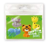 Eraser Buddiez - Wild Animal from Deluxebase. Multipack Cute Rubber Stationary Set, Colourful Novelty Erasers for Office, Classroom Essentials and School Supplies.