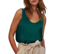 ERASFGAV Womens Silk Satin Vest Top, Silk Tank Tops for Women, Round Neck | Soft Tank Top Summer Basic Camisole Loose Fit Sleeveless Camisole Shirts Elegant Silky Cami Tops