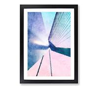 Erasmusbrug Bridge in Rotterdam Painting Framed Print | A2 Black Framed Wall Art | Ready to Hang | Modern Cityscape Picture | Living Room Bedroom Lounge Office