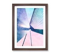 Erasmusbrug Bridge In Rotterdam Painting Modern Framed Wall Art Print, Ready to Hang Picture for Living Room Bedroom Home Office Décor, Walnut A2 (64 x 46 cm)