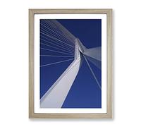 Erasmusbrug Rotterdam Holland Bridge Modern Framed Wall Art Print, Ready to Hang Picture for Living Room Bedroom Home Office Décor, Oak A3 (34 x 46 cm)