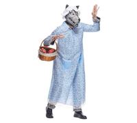 EraSpooky Adult Big Bad Granny Wolf Costume Funny Halloween Fairytale Little Red Riding Hood Outifts for Men Women