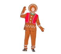 EraSpooky Adult Gingerbread Man Costume Deluxe Men's Christmas Cookie Outfits