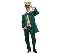 EraSpooky Adult Men's The Hatter Costume Mad Tea Party Halloween Cosplay Outfits with Top Hat Size XL