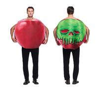EraSpooky Adult Poisoned Apple Costume Fairy Tale Evil Cosplay Outfit Double Sided Different Prints Red Apple Skeleton Food Costume