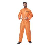 EraSpooky Men Prisoner Costume Halloween Orange Jumpsuit Adult Jailbird Escaped Inmate Suit M