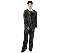 EraSpooky Men’s Black White Pinstripe Gangster Suit 1920s Mobster Costume Roaring 20s Gatsby Mafia Outfit