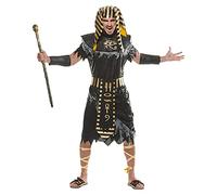 EraSpooky Men's Ancient Egyptian Costume Emperor Pharaoh Costumes Historical Fancy Dress Outfit Black Gold Size XL