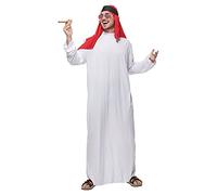 EraSpooky Men's Arab Sheik Costume Arabic Sheikh Costumes White Tunic Gown Headscarf