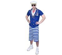 EraSpooky Mens Captain Yacht Costume 5PCS Adult Sailor Hat Sunglasses Pipe Accessories Set, Multicoloured, XL
