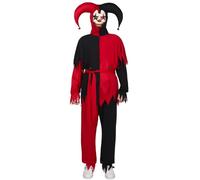 EraSpooky Men's Evil Jester Costume Adult Halloween Creepy Clown Outfit