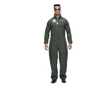EraSpooky Men's Flight Suit Adult Air Force Pilot Jumpsuit Costume with Necklace and Sunglasses