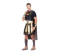 EraSpooky Men's Luxury Roman Gladiator Costume Armour, Cape, Wrist Guards, Leg Guards, Roman Emperor Costume Caesar Fancy Dress Costumes for Adults