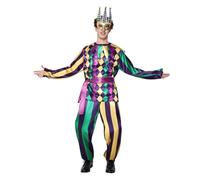 EraSpooky Mens Mardi Gras Jester Costume Deluxe Adult Carnival Parade Outfits