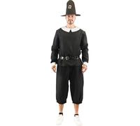EraSpooky Mens Pilgrim Costume Adult Thanksgiving Day Puritan Outfits