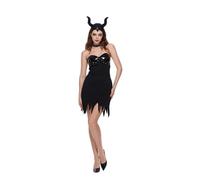 EraSpooky Women Hot Devil Costume Kit Sexy Gothic Adult Devilish Dress and Headpiece Halloween Party Dress L