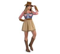 EraSpooky Women's Cowgirl Costume 4 PCS Adult Wild West Outfit Set