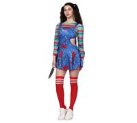 EraSpooky Women's Killer Doll Costume Adult Halloween Bloody Creepy Doll Outfit