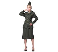 EraSpooky Womens WW2 Army Costume Adult 1940s Military Soldier Halloween Uniform with Jacket Skirt and Hat
