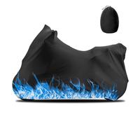 Erato Motorcycle Cover Stretch Elastic Dustproof Fabric Covers with Drawstring Storage Bags Universal Fit for Sport Bikes Scooters Most Motorbikes Blue Flame 96 × 41 × 49 inches