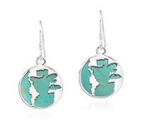 eraVida Traveler World Map Mother Earth Green Turquoise Sterling Silver Dangle Earrings | Casual Sterling Silver Dangle Earring for women | Chic Dangle Earrings