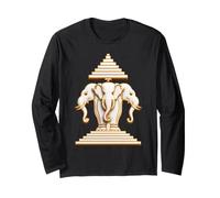 Erawan Laos Three Head Elephant White and Gold Long Sleeve T-Shirt