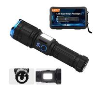 ERAY LED Super Bright Torch, USB Rechargeable Waterproof Handheld Flashlight, 7 Modes High Lumens Powerful Flashlights, Zoomable Torches with Power Display & USB Output for Emergency Hiking Camping