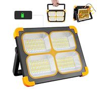 ErayLife 100W Rechargeable Work Light, FloodLights with 348Leds/ USB Port/Solar Panel/ 4 Lighting Modes, Portable Work Lights for Camping Emergency Workshop Garage Fishing