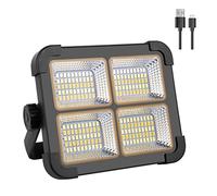 ErayLife 80W Rechargeable Work Light, 8000Lum Portable Solar LED Floodlight with 200LEDs/ USB Port/Magnetic/ 4 Lighting Modes, LED Camping Light for Emergency Fishing Workshop Garage