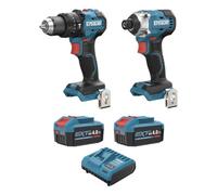 Erbauer 18V Li-Ion Ext Keep Cool Brushless V2 Cordless Combi Drill & Impact Driver (2 X 4Ah) Eri1092Com Eri1093Ipd