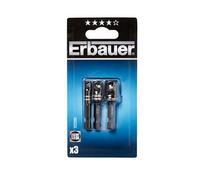 Erbauer 3 Piece Impact Socket Adapters - Chrome Vanadium Steel, 6.35mm Shank (1/4", 3/8", 1/2")