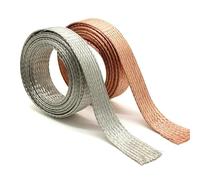 ERBER 1m Width 4 6 8 10 12 14 16 18 20 25 28mm Tinned Plating Copper Braided Sleeve Expandable Wire Cable Screening Shielded Metal Sheath(Pure Copper,Width 16mm)