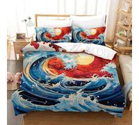 ERBFRIXDB 3D Printed Quilt Cover Ocean Wave 3 Pieces Bedding Soft Microfiber with Zipper Closure，Pillowcases for Kids Girls Boys Adults Bedroom Double（200x200cm）