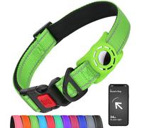 Erbine Airtag Dog Collar for Large Dogs, Reflective Dog Collars with AirTag Holder, Soft Padded & Safety Locking Buckle, Nylon Pet Collar Adjustable for All Breeds,Green