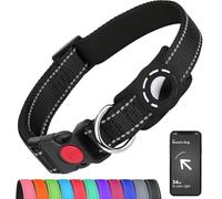 Erbine Airtag Dog Collar for Small Dogs, Reflective Dog Collars with AirTag Holder, Soft Padded & Safety Locking Buckle, Nylon Pet Collar Adjustable for All Breeds, Black