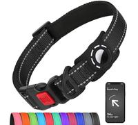 Erbine Airtag Dog Collar for Small Dogs, Reflective Dog Collars with AirTag Holder, Soft Padded & Safety Locking Buckle, Nylon Pet Collar Adjustable for All Breeds, Black