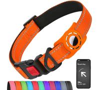 Erbine Airtag Dog Collar for Small Dogs, Reflective Dog Collars with AirTag Holder, Soft Padded & Safety Locking Buckle, Nylon Pet Collar Adjustable for All Breeds,Orange