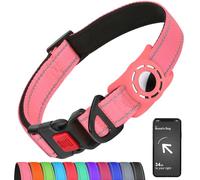 Erbine AirTag Dog Collar with AirTag Holder Compatible for Air Tag, Reflective Soft Padded, Safety Locking Buckle, Adjustable Nylon for Small Medium Large Dogs (Pink,XS)