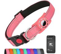 Erbine Airtag Dog Collar for Puppy Dogs, Reflective Dog Collars with AirTag Holder, Soft Padded & Safety Locking Buckle, Nylon Pet Collar Adjustable for All Breeds,Pink