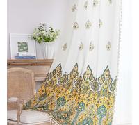 Erbnaryx Boho Floral Curtains French Country Farmhouse Curtains 96 Inches Long Light Filtering Window Rod Pocket Drapes for Living Room 2 Panels