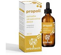 ERBOTECH Propolis Sweeter Taste with Dropper 30 ml, Mother Tincture, Pure Extract, Natural Remedy for Sore Throat, contributes to The Well-Being of The Respiratory Tract, Made in Italy