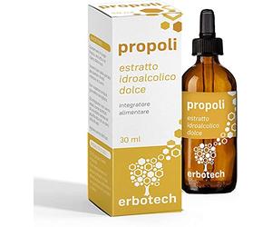 ERBOTECH Propolis Sweeter Taste with Dropper 30 ml, Mother Tincture, Pure Extract, Natural Remedy for Sore Throat, contributes to the Well-Being of the Respiratory Tract, Made in Italy