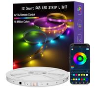 ERBTY IC Smart RGB LED Strip Lights, 65.6FT LED Lights for Bedroom, App Control/Remote Control, Music Sync, DIY Design, Rainbow Chasing Effects, Strip Lights for Home, Party Decor