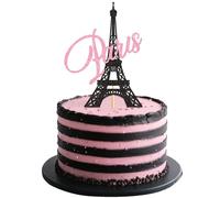 Ercadio 1 Pack Paris Party Cupcake Toppers Pink Black Paris Eiffel Tower Theme Cake Decoration Picks Romantic Eiffel Tower for Girls Birthday Romantic themes Party Decor Supplies
